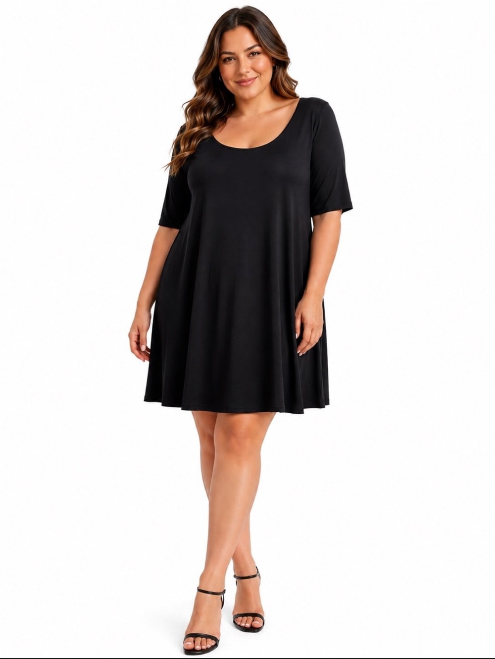 Eileen Fisher Black Scoop Neck Relaxed Dress 3X